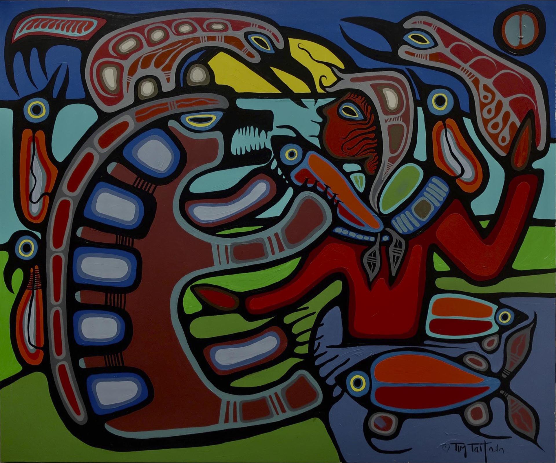 Tim Tait (1970) - Untitled (Shaman, Bear, Birds, Fish)