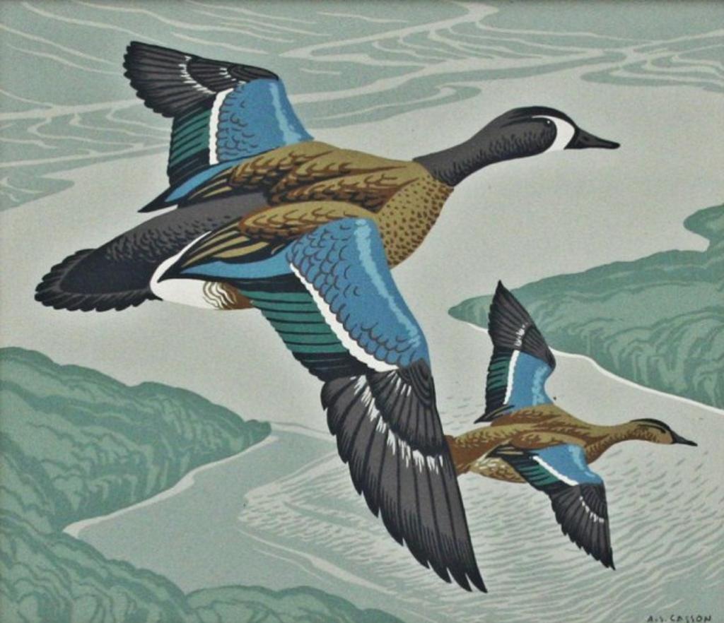 Alfred Joseph (A.J.) Casson (1898-1992) - Mallards In Flight