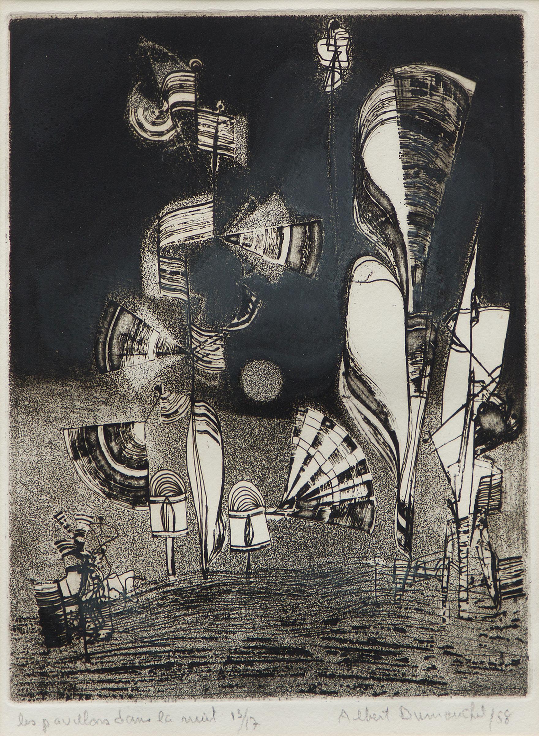 Albert Dumouchel (1916-1971) - Les pavillons dans la nuit, 1958