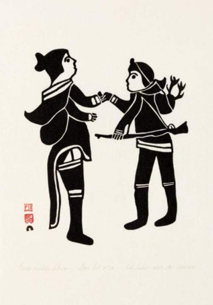 Kiakshuk (1886-1966) - Young Hunters Return, 1961 (Dorset Series), stonecut, 1/50, 19.5 x 14 in, 49.5 x 35.6 cm