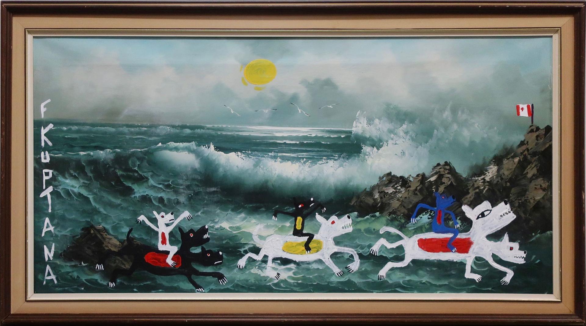 Floyd Kuptana (1964-2021) - Untitled (Riders On The Beach)