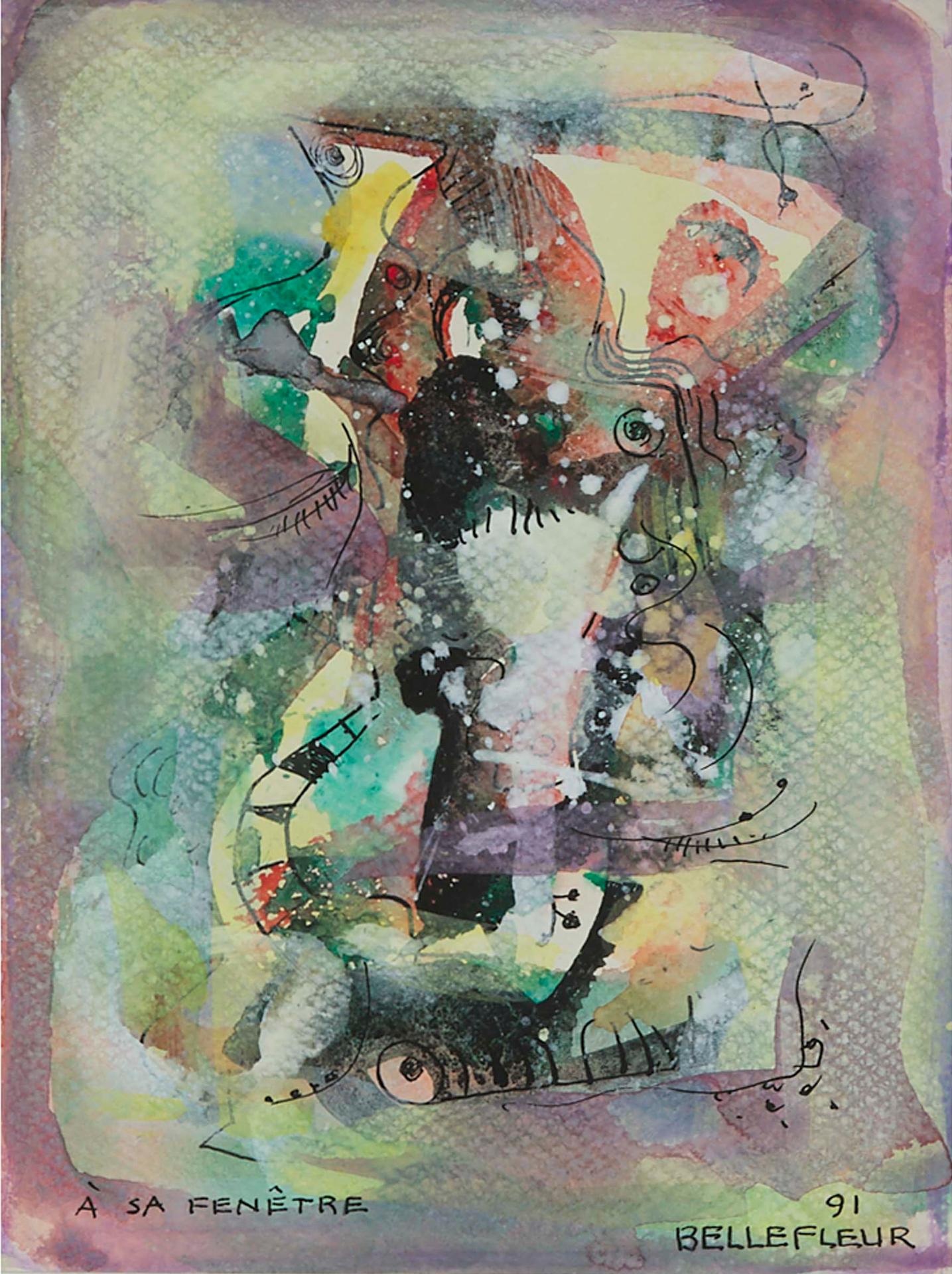 Léon Bellefleur (1910-2007) - À Sa Fenêtre, 1991