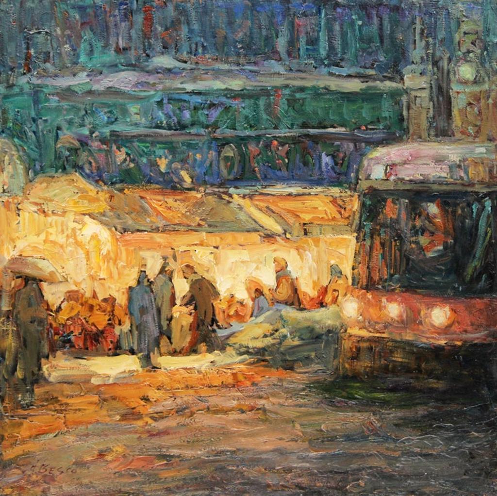Donald Besco (1941) - Riverdale Market, Autumn Evening