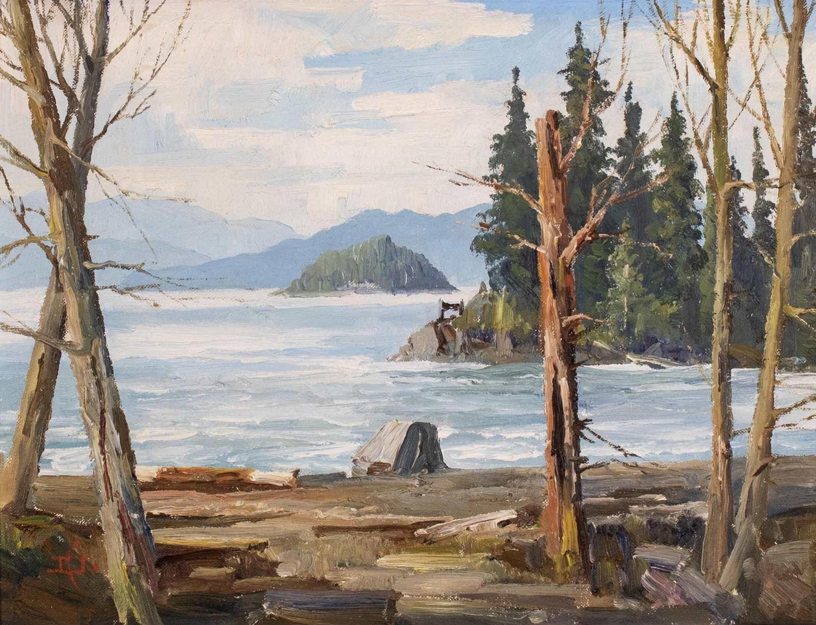 Duncan Mackinnon Crockford (1922-1991) - Scobies Cove, Quadra Island B.C.(April Point Looking Toward Cape Rase)