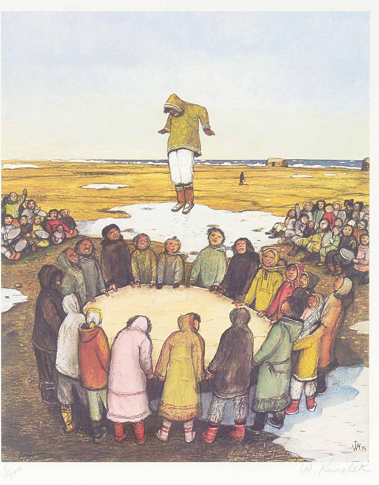 William Kurelek (1927-1977) - Sky Tossing at Alaska Whaling Celebrations #5/300