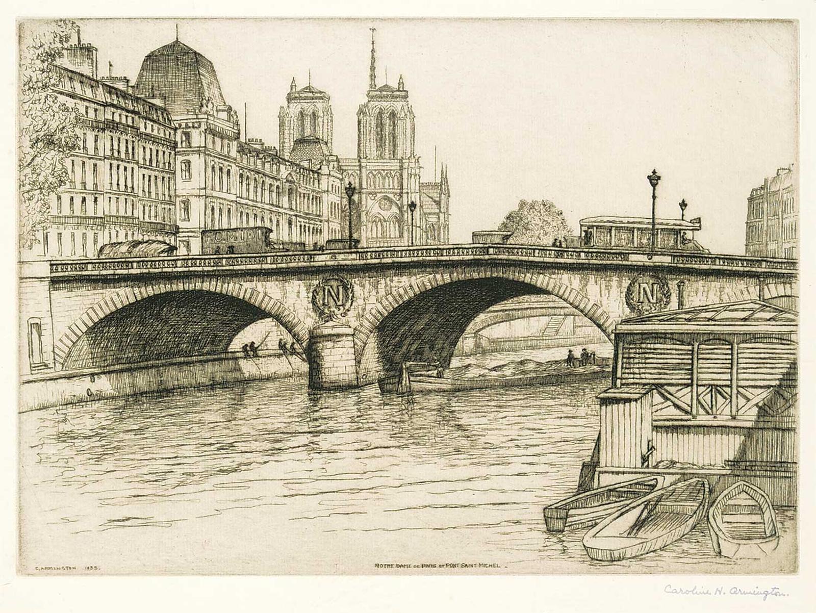 Caroline Helena Armington (1875-1939) - Notre Dame de Paris et Pont St. Michel