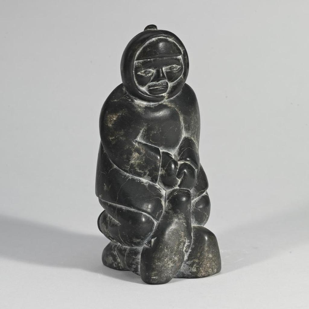 Timothy Nayoumealook (1943) - Kneeling Hunter With Seal