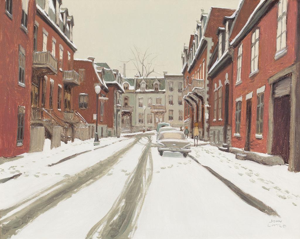 John Geoffrey Caruthers Little (1928-2024) - Sunday Morning - Evan's Place (Between St. Urbain And Clarke), Overnight Snowfall, Montreal