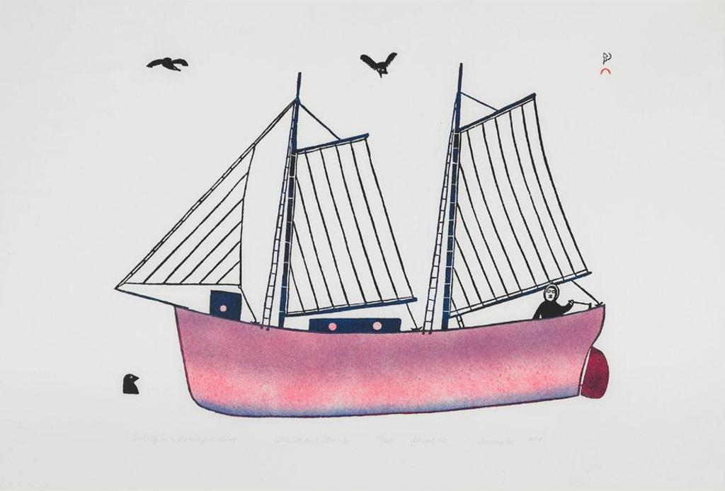 Jamasie Teevee (1910-1985) - Sailing In A Beautiful Boat