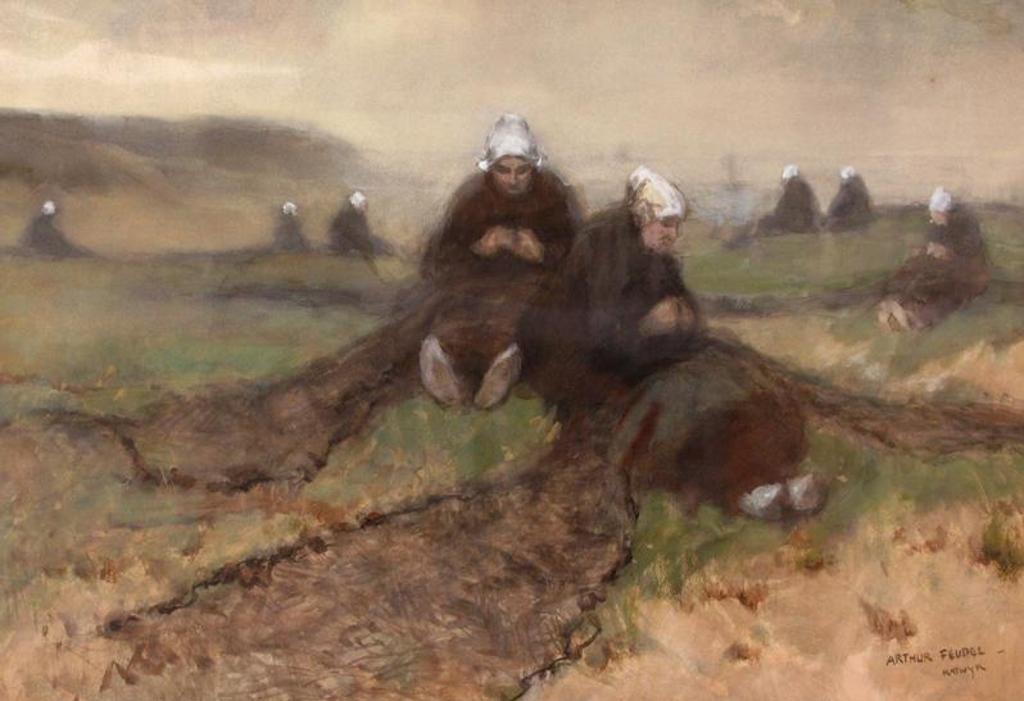 Arthur Feudel (1857-1929) - Katwyk (Mending The Fishing Nets)