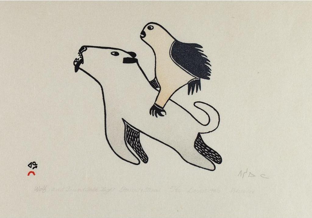 Pitseolak Ashoona (1904-1983) - Wolf And Friend Take Flight