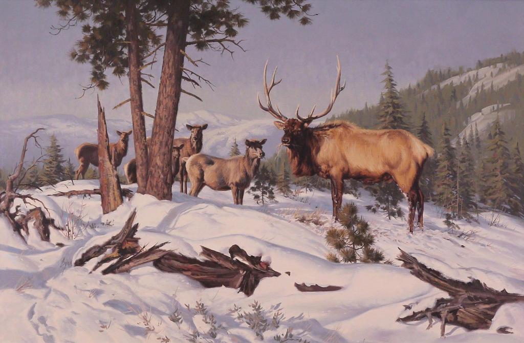 Harold Lloyd Lyon (1930-2020) - Winter Elk