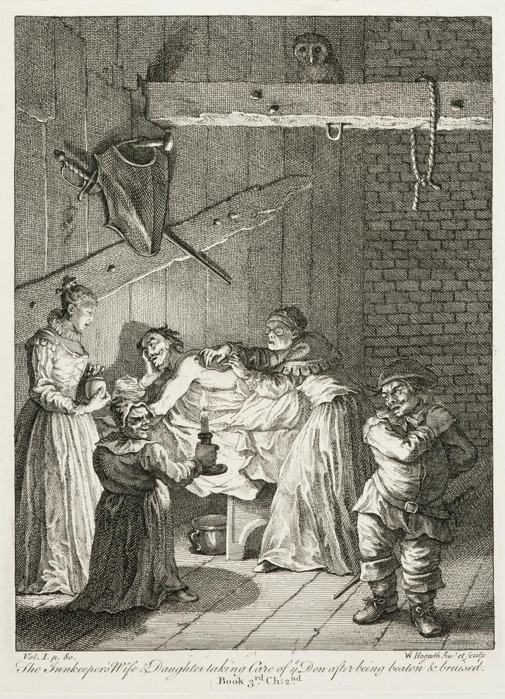 William Hogarth (1697-1764) - Don Quixote, The Innkeeper's Wife and Daughter Taking Care of Ye Don After Being Beaten and Bruised