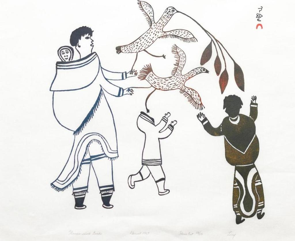 Lucy Qinnuayuak (1915-1982) - Woman with Birds