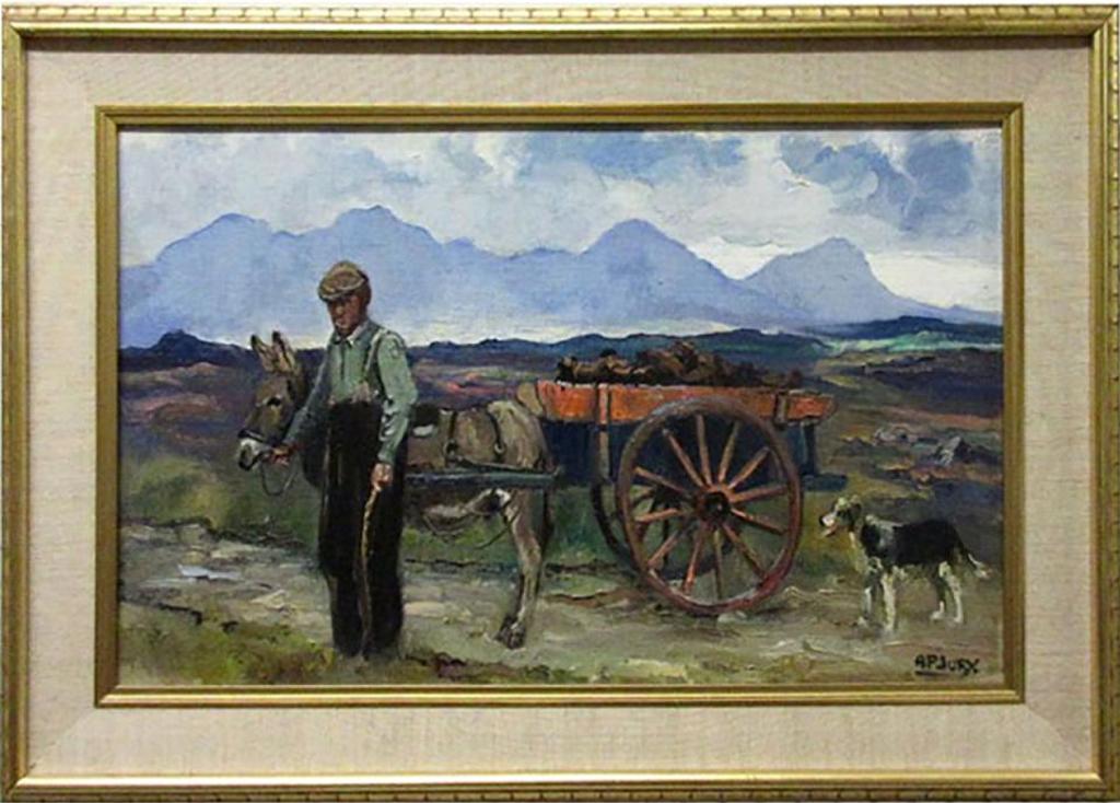 Anne Primrose Jury (1907-1995) - Old Man With His Donkey On The Bog Co. Donegal