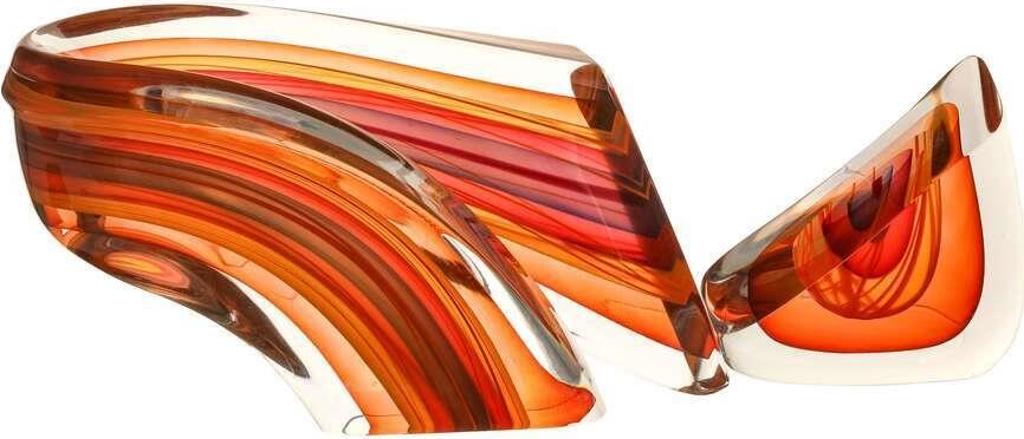 Harvey K. Littleton (1922-2014) - Two-piece Sculpture; Pink and Orange Sliced Loop
