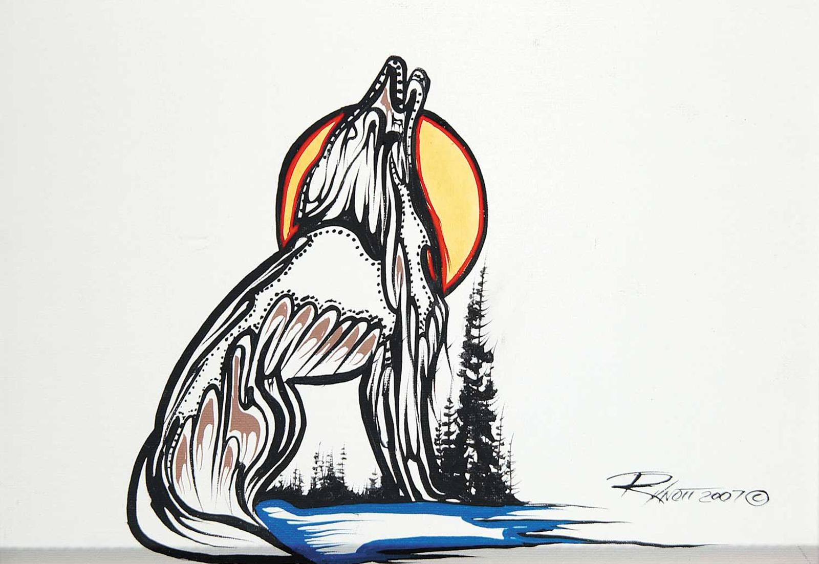 Randy Knott (1955) - Untitled - Howling Wolf