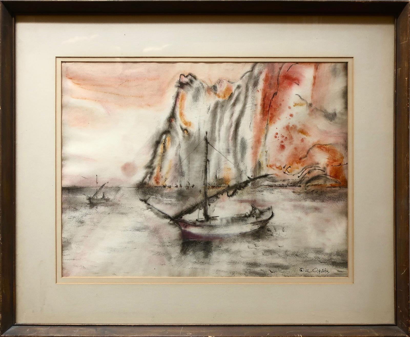 William A. Olgivie (1901-1989) - Cliff And Boats