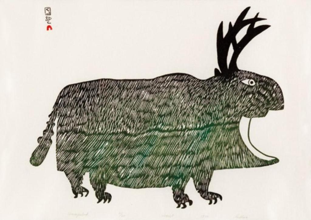 Pudlo Pudlat (1916-1992) - Umayuluk, 1970 #5, stonecut, 21/50, 16.25 x 23 in, 41.3 x 58.5 cm sight, 21.25 x 27.75 in, 54 x 70.4 cm framed