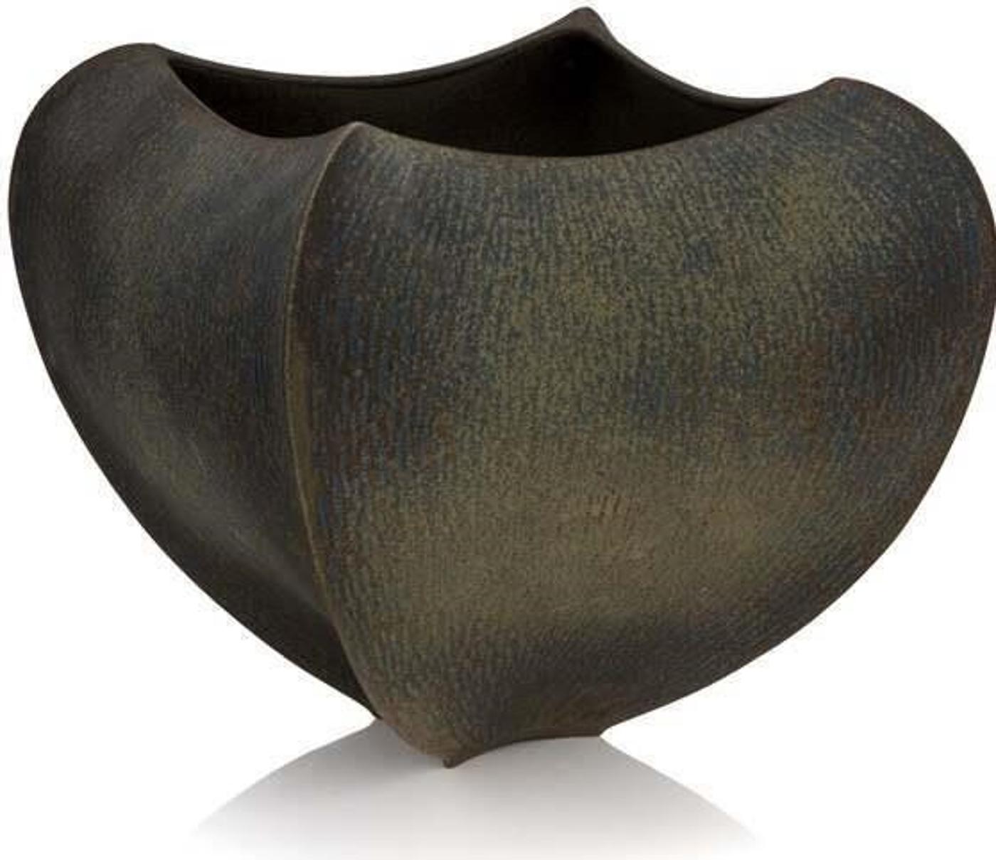Ruth King (1955) - A large stoneware vase with green and blue coloring throughout