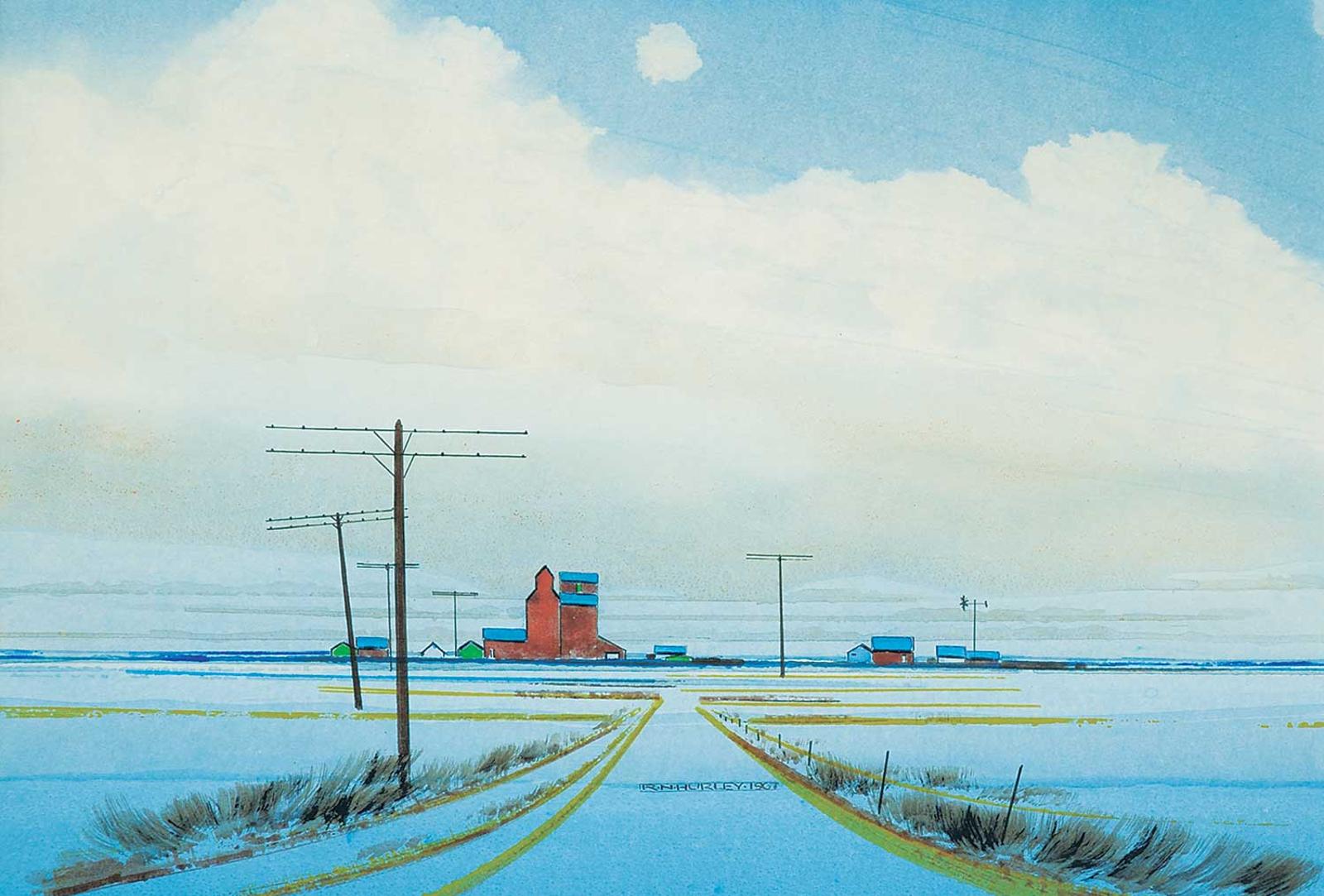 Robert Newton Hurley (1894-1980) - Untitled - Grain Elevators in Winter