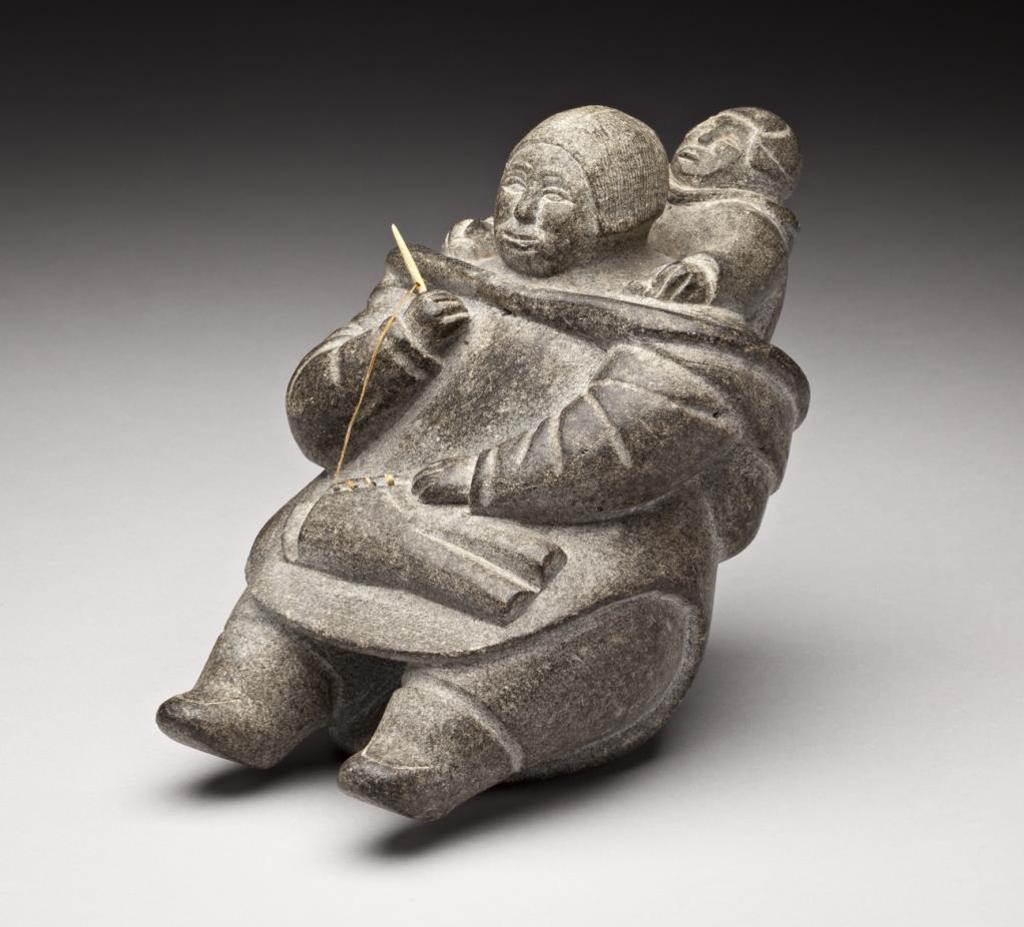 Mary Sanaaq Papigatok (1910-1987) - Mother and Child, Sewing a Childs Pants