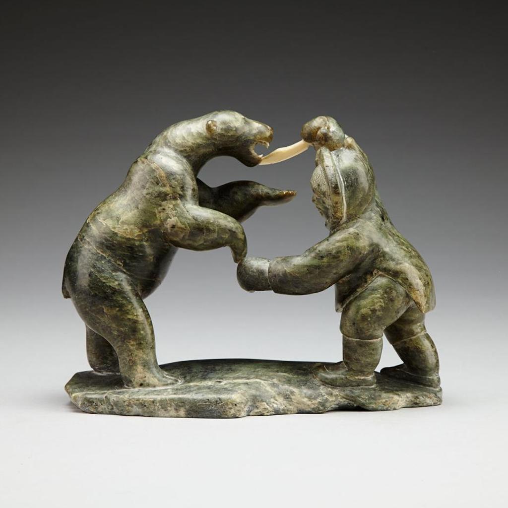 Henry Evaluardjuk (1923-2007) - Hunter Fighting Polar Bear With Inset Teeth