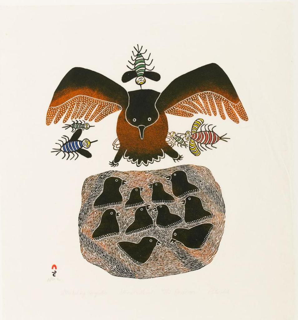 Pitseolak Ashoona (1904-1983) - Attacked By Mosquitoes