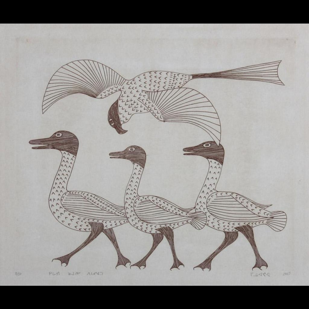 Kenojuak Ashevak (1927-2013) - Geese And Hawk