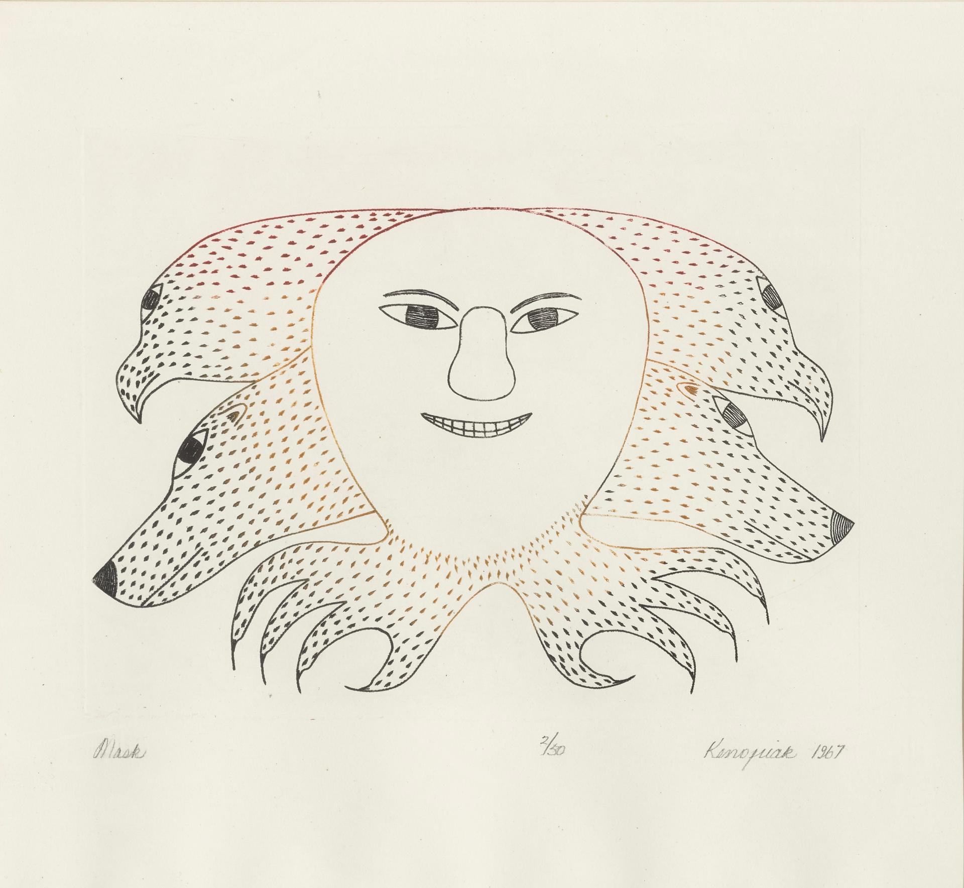 Kenojuak Ashevak (1927-2013) - Mask, Cape Dorset, n.d.