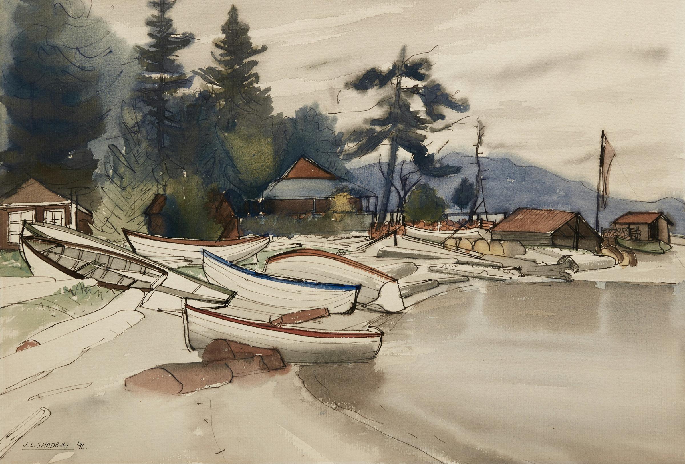 Jack Leaonard Shadbolt (1909-1998) - Untitled (Boats)