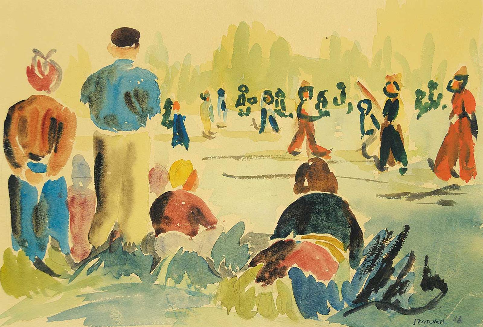 Janet Mitchell (1915-1998) - Ball Game on 42nd Street