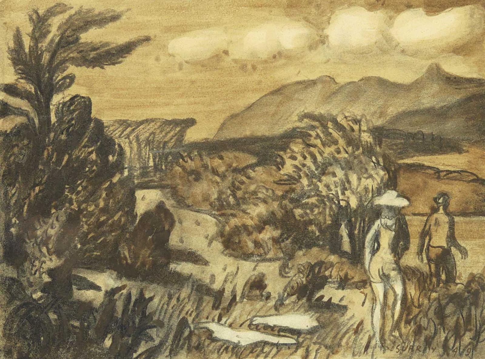 Phillip Henry Howard Surrey (1910-1990) - Untitled - Going on a Picnic
