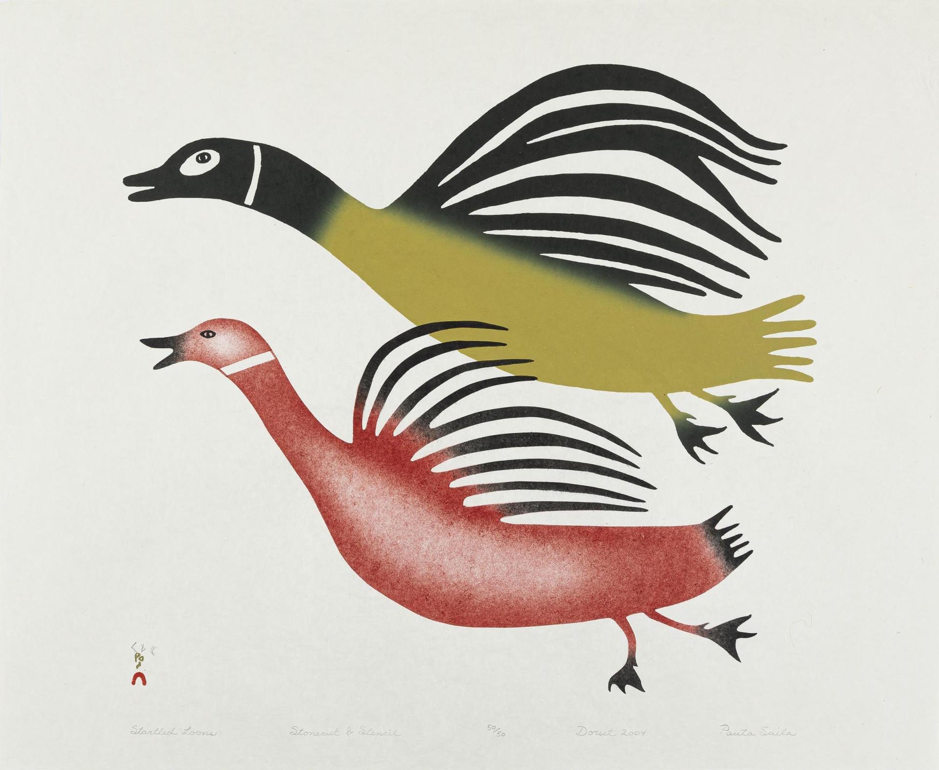 Pauta Saila (1916-2009) - Startled Loons, 2004
