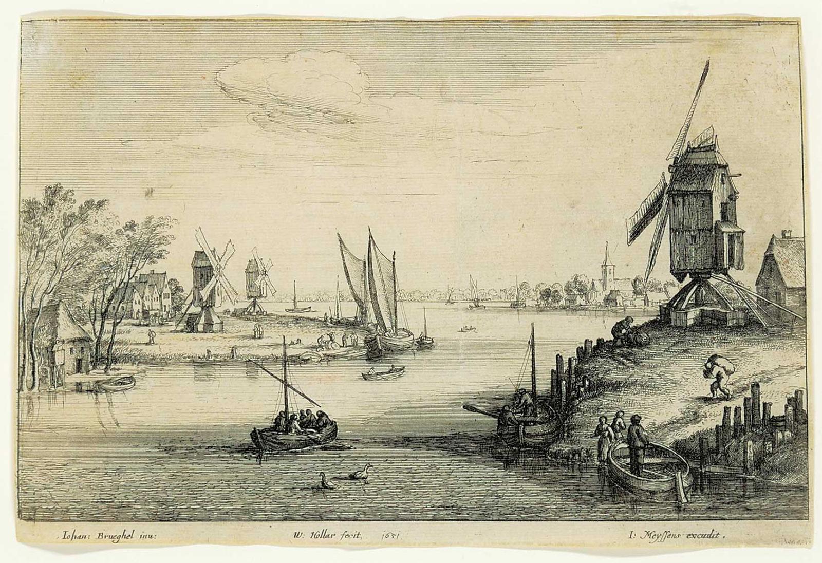 Wenceslaus von Prachna Hollar (1607-1677) - Die drei Windmulen, after Jan Brueghel