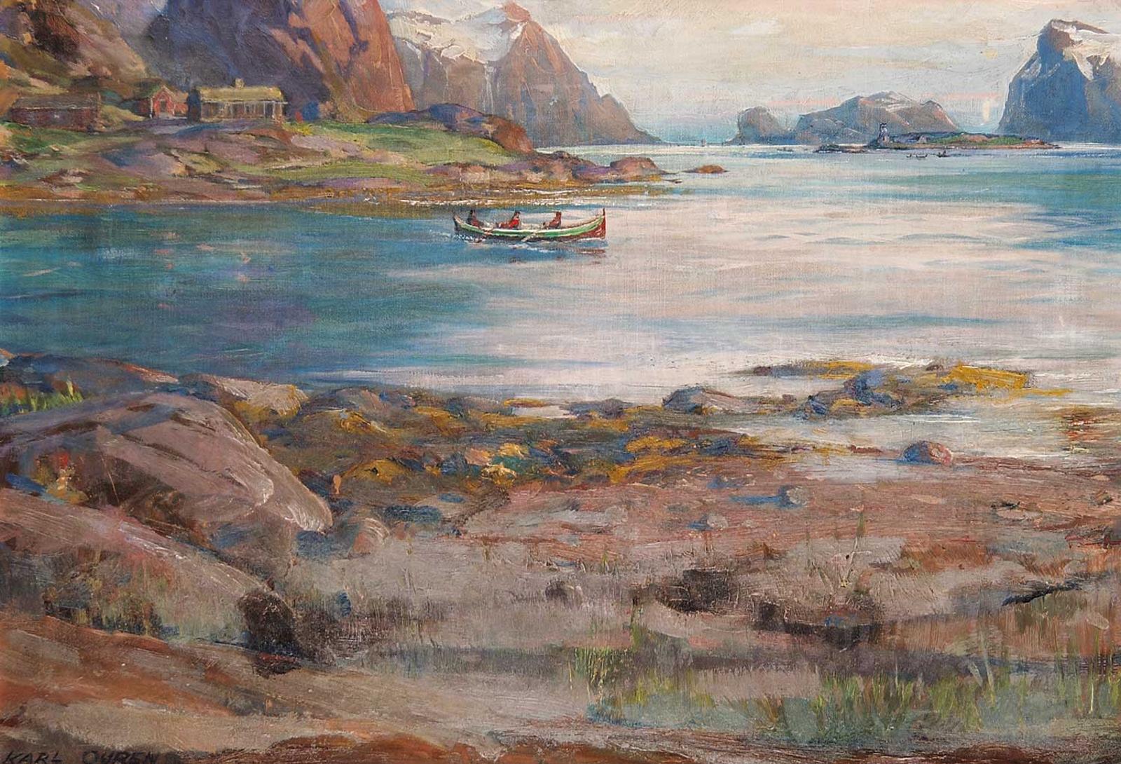 Karl Peter Andreas Ouren - Untitled - Boats in the Fjord