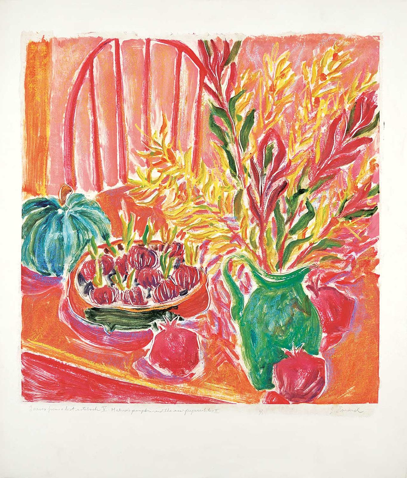 Jamie Evrard (1949) - Leaves from a Lost Notebook V - Matisse's Pumpkin and the New Paperwhites II #1/1