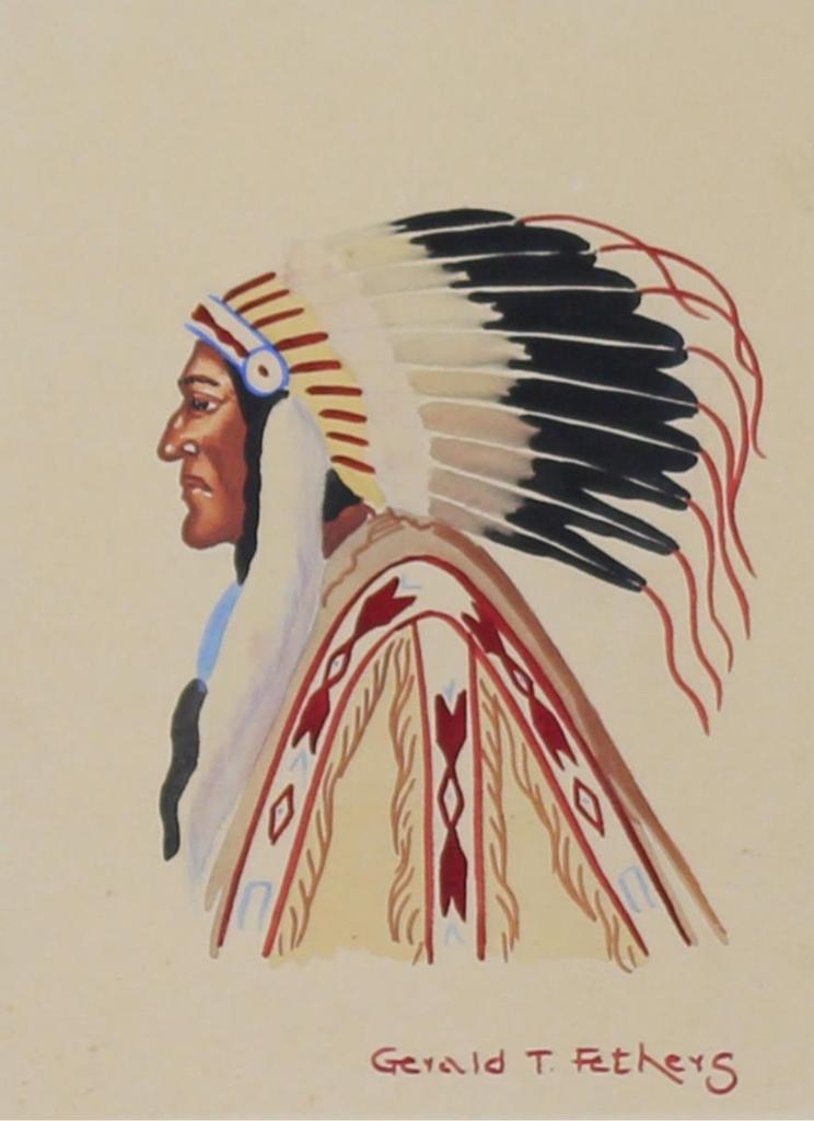 Gerald T. Tailfeathers (1925-1975) - Portrait With Headdress