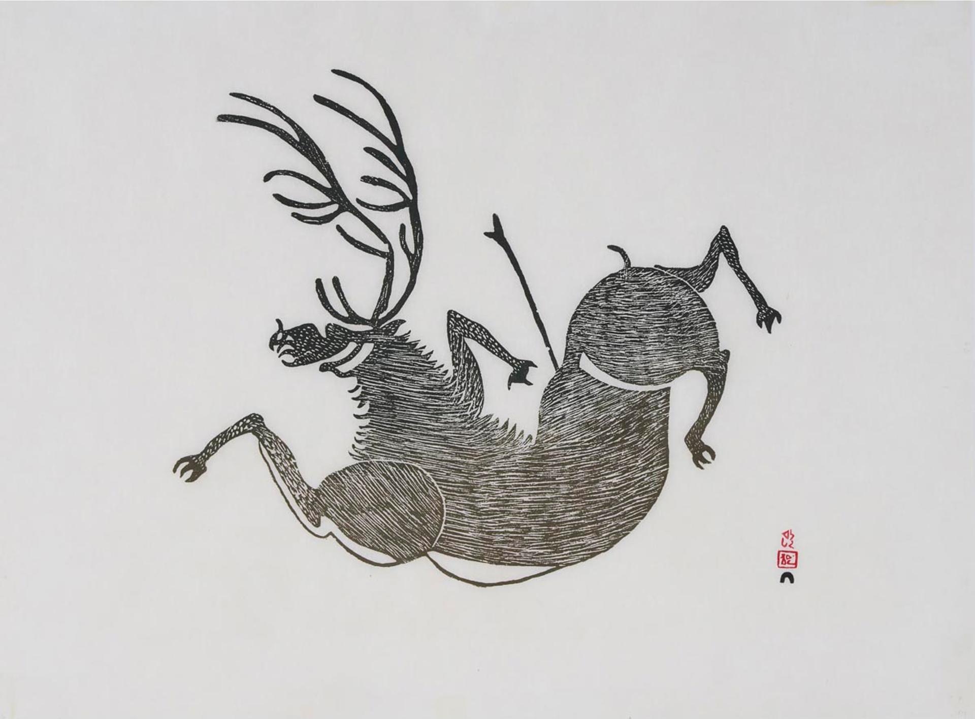 Aqjangajuk (Axangayu) Shaa (1937-2019) - Wounded Caribou, Circa 1960
