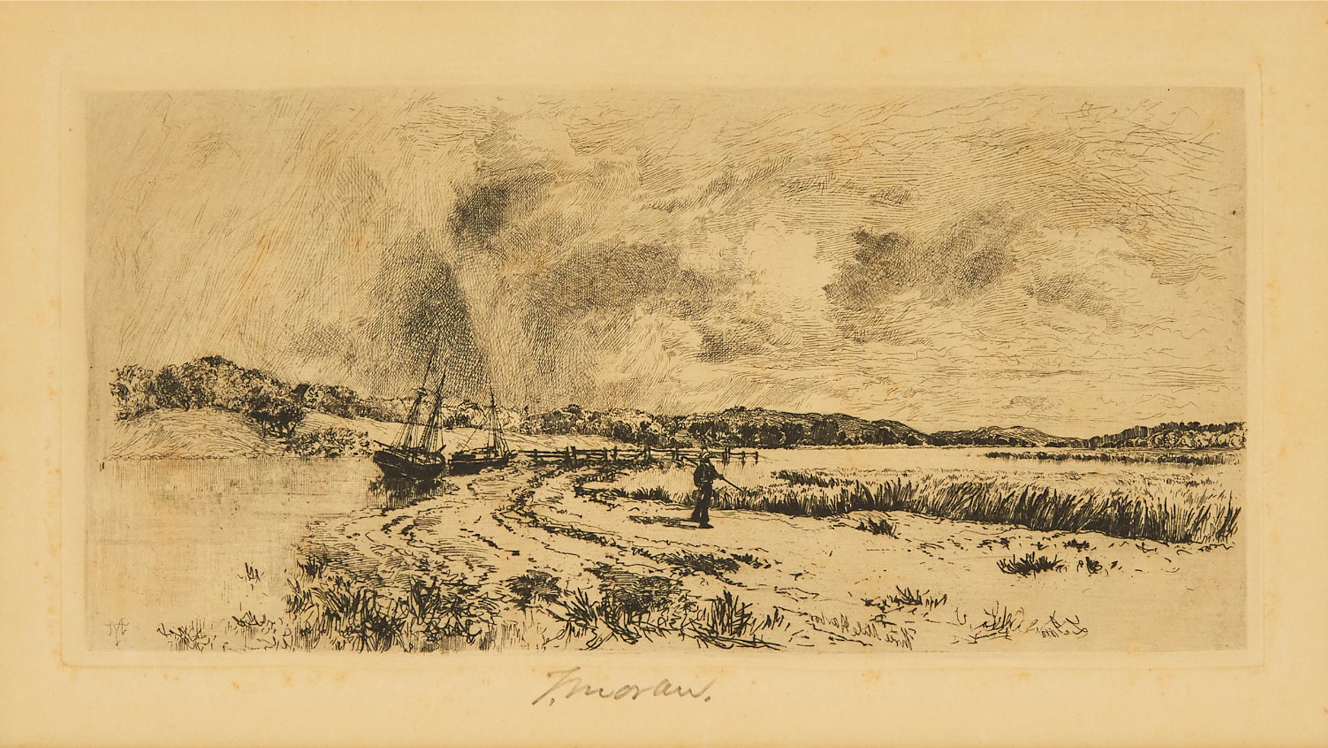 Thomas Moran - The Rainbow, 1880 (Also Called “Three Mile Harbor, Long Island” And “Three Mile Harbor, Road To The Marsh, Two Boats At Morning”)
