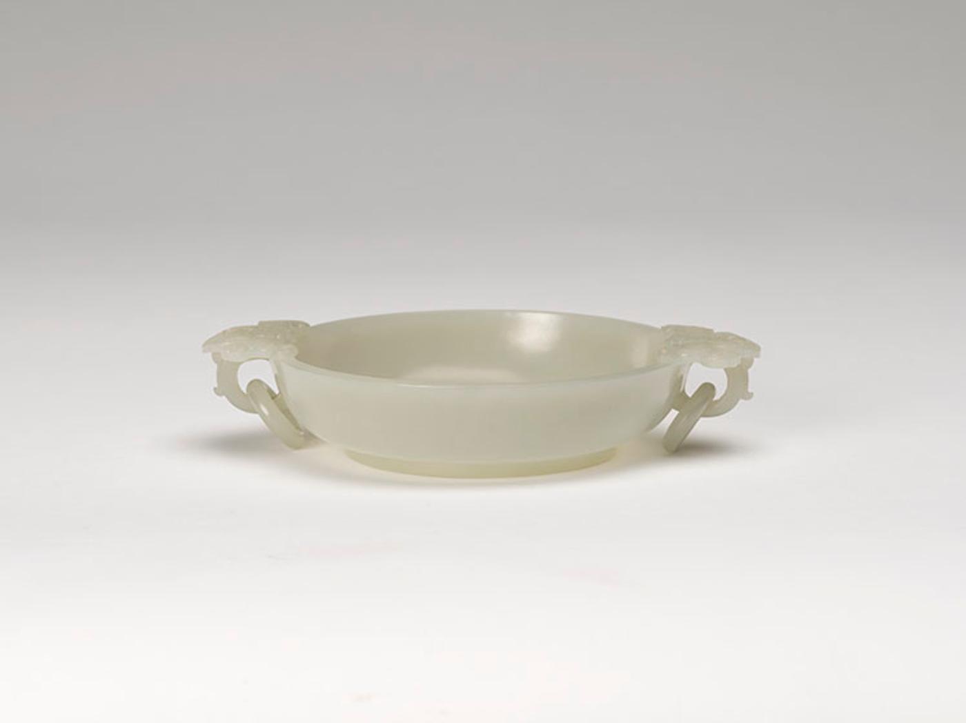 Chinese Art - A Chinese Pale Celadon Jade Saucer Bowl, 19th Century