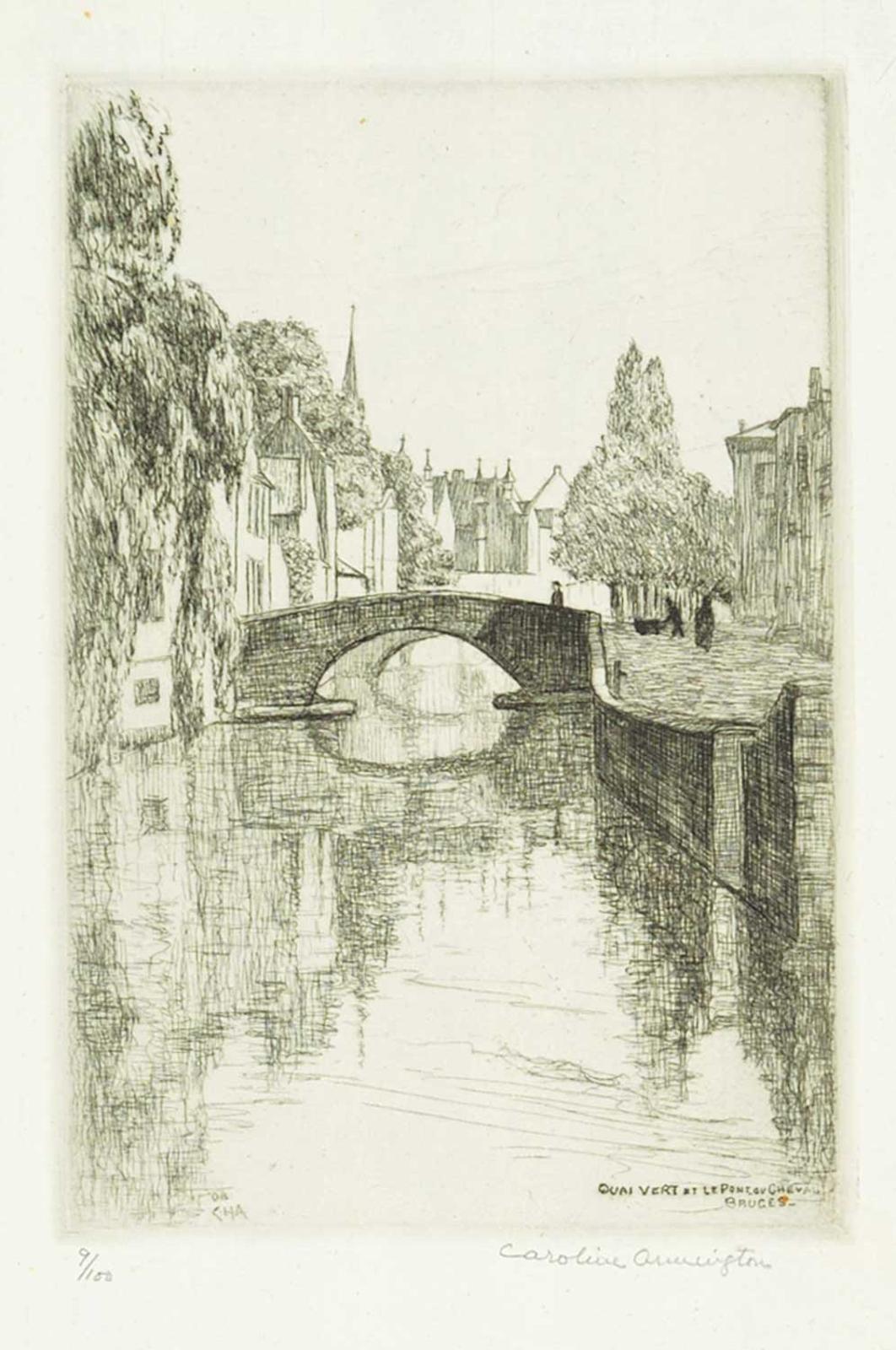 Caroline Helena Armington (1875-1939) - Quai Vert et le Pont du Cheval, Bruges #9/100