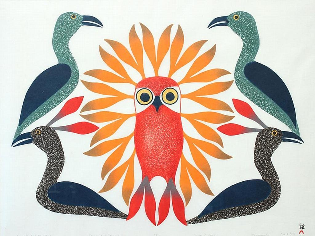 Kenojuak Ashevak (1927-2013) - Loons Protect the Owl