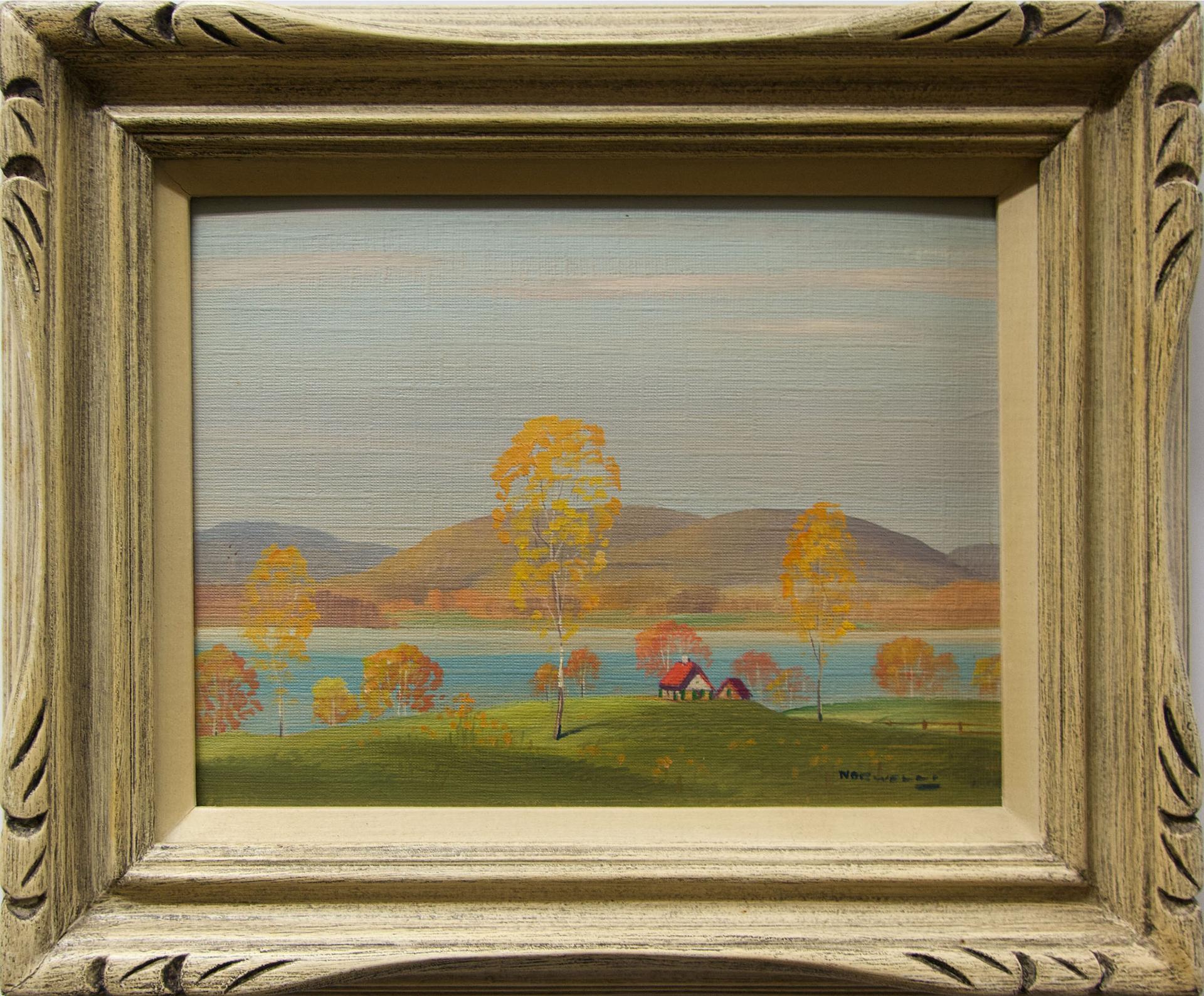 Graham Norble Norwell (1901-1967) - Untitled (Cabins By Lake In Fall - Laurentians)