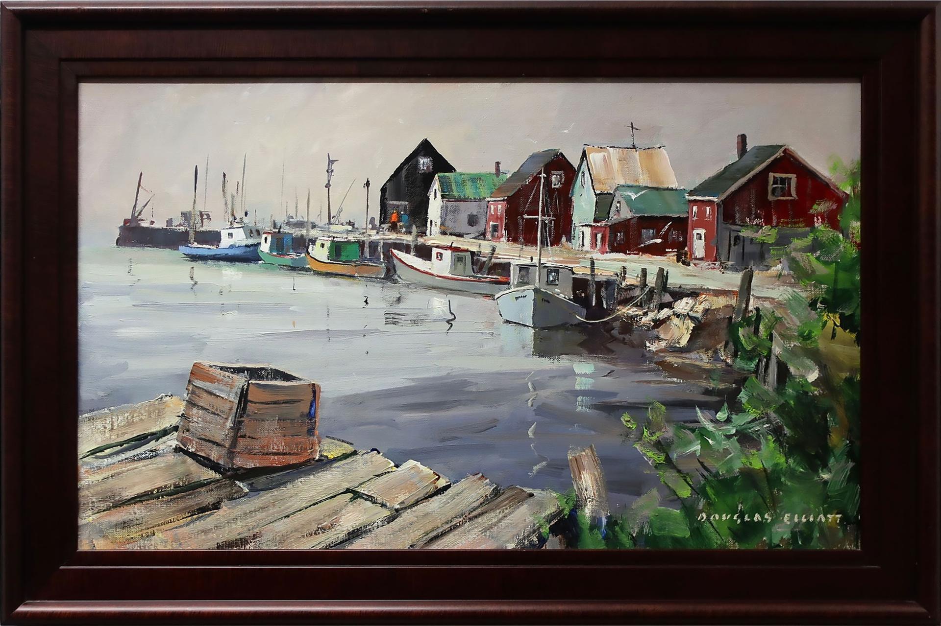 Douglas Ferfguson Elliott (1916-2012) - Lineup At New Harbour - Nova Scotia