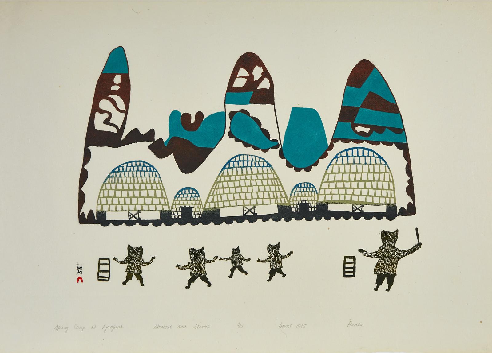 Pudlo Pudlat (1916-1992) - Spring Camp At Iqakjuak