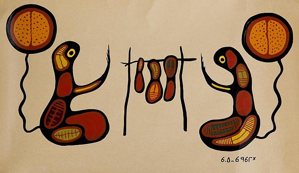 Goyce Kakegamic (1948) - Untitled - Figures By A Fire