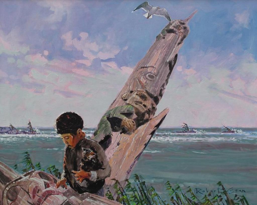Robert Douglas Genn (1936-2014) - The Old Ksan Pole And Peter Owl; 1973