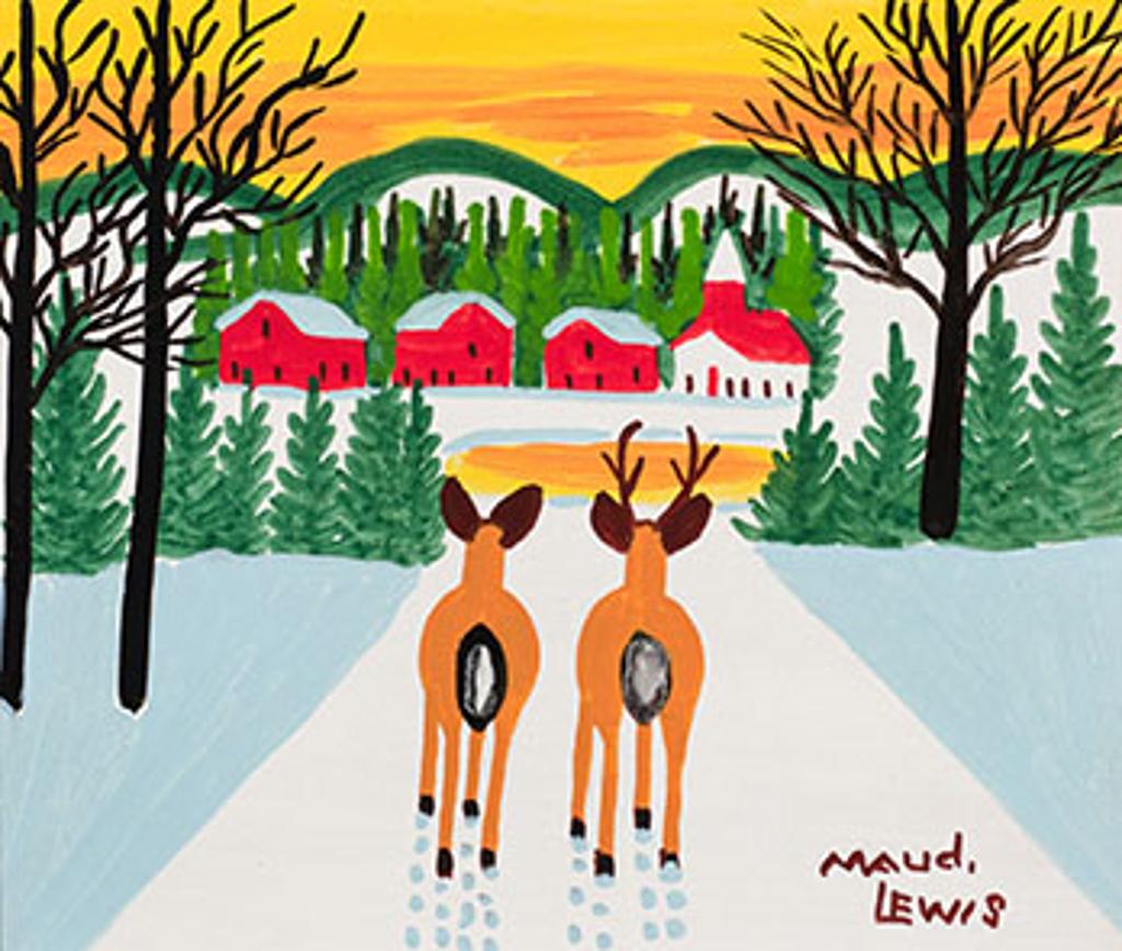 Maud Kathleen Lewis (1903-1970) - Two Deer in Winter