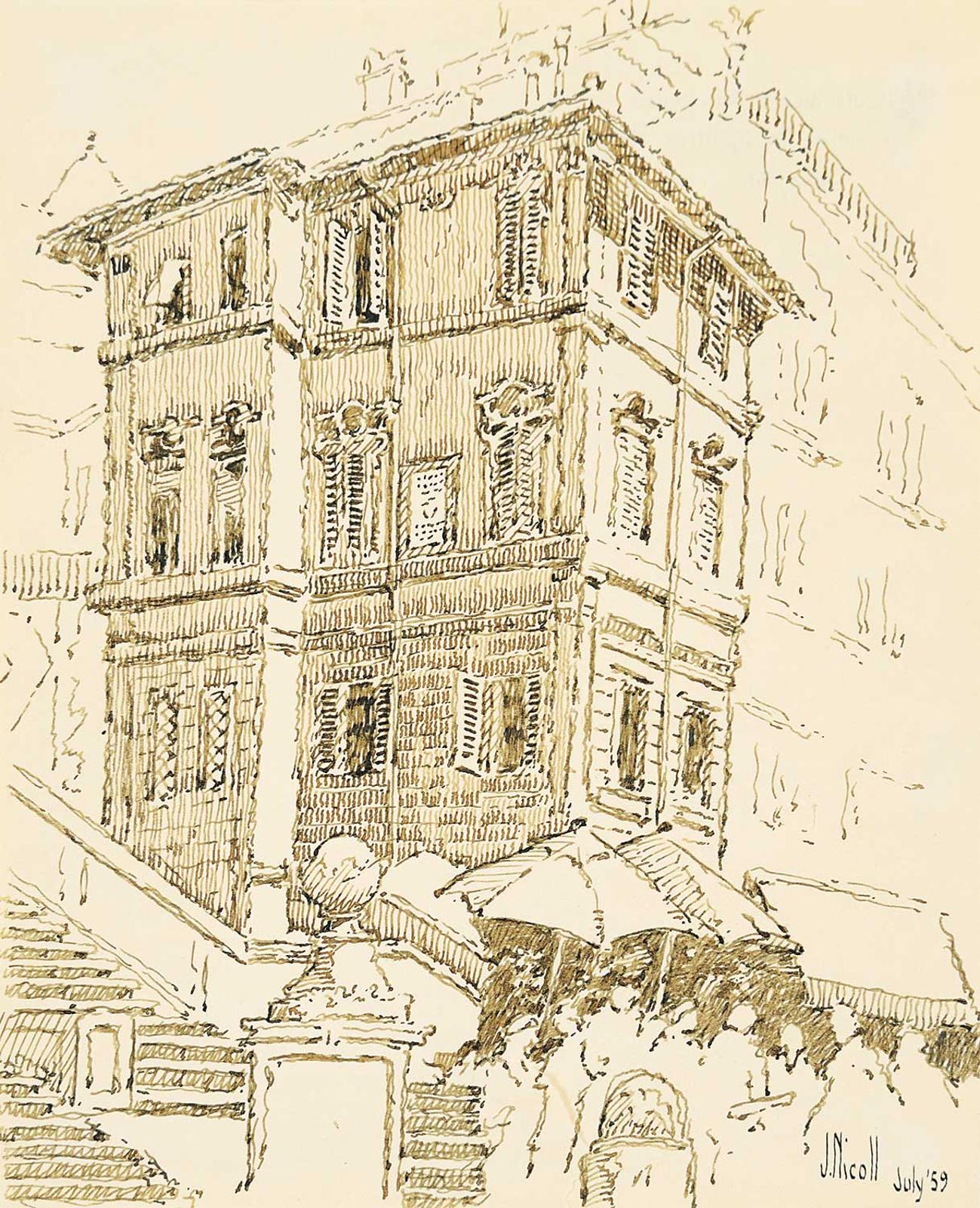 James (Jim) McLaren Nicoll (1892-1986) - Untitled - Foot of the Spanish Steps, Rome